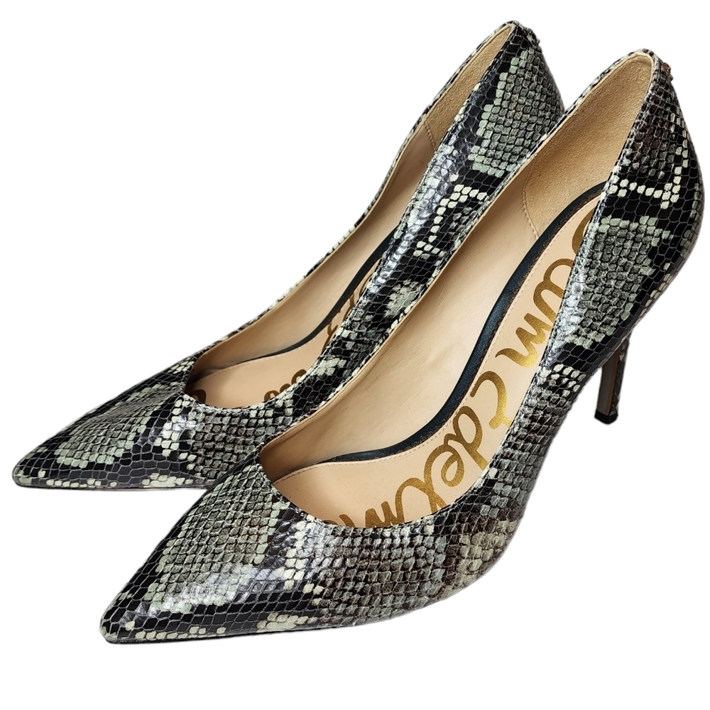 Size 9 Wide Sam Edelman Green Black Snake Print Hazel Heels Stilletos 9W